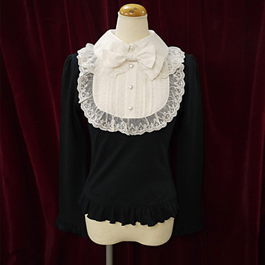 Cozy Fresh Long Sleeve Cotton School Lolita Blouse with Lace sale online